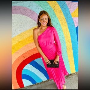 One-shoulder pleated midi dress (Winter ❄️)